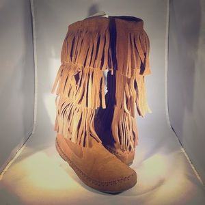 Lauren Conrad Suede Fringe Boots